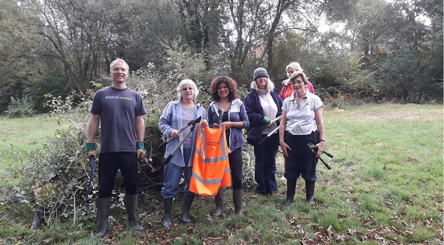 Conservation team at Tadburn meadows